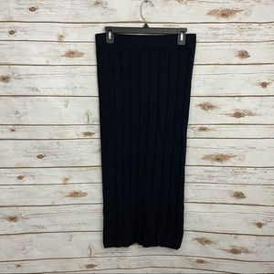 Worth Navy Blue sweater Knit Pull On Midi Skirt